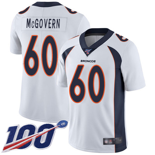 Men Denver Broncos #60 Connor McGovern White Vapor Untouchable Limited Player 100th Season Football NFL Jersey